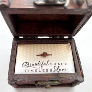 Handmade Copper Rose ring with box